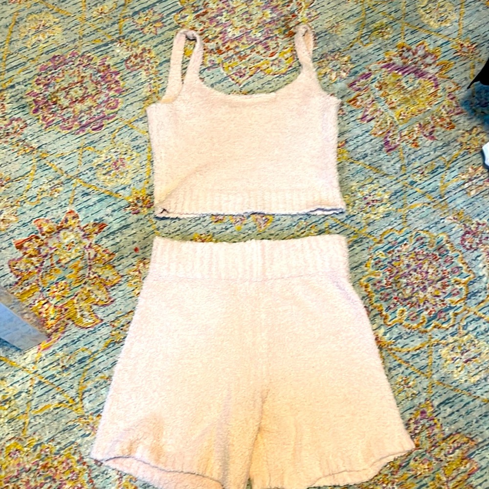 SKIMS cozy collection, pink super soft lounge set. L/XL